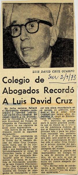 Colegio de Abogados recordó a Luis David Cruz.