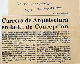 Carrera de Arquitectura en la U. de Concepción.