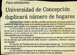 Para Estudiantes: Universidad de Concepción duplicará número de hogares.