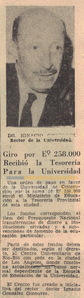 Giro por E° 258.000 recibió la Tesorería para la Universidad.