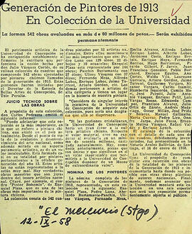 Generación de Pintores de 1913: En colección de la Universidad.