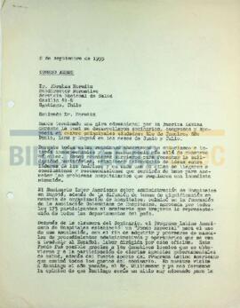 Carta del Dr. José González al Dr. Abraham Horwitz