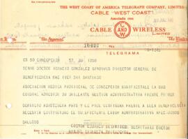 Telegrama de la Asociación Médica Provincial de Concepción al Dr. Ignacio González Ginouvés