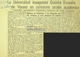 La Universidad inaugurará Quinta Escuela de Verano en solemne sesión académica