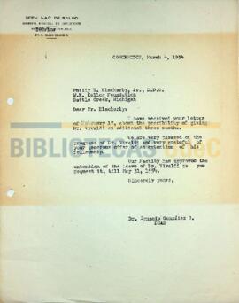 Carta de Ignacio González G. al señor Philip E. Blackerby