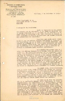 Carta de Ignacio González Ginouvés al Presidente de la Asociación Médica de Chile