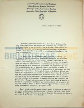 Carta del Dr. Guillermo Almenara I. a los Directores de la Asociación Interamericana de Hospitales