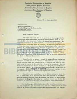 Carta del Dr. Guillermo Almenara al Dr. Ignacio González G.