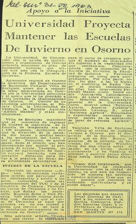 Universidad proyecta mantener las escuelas de invierno en Osorno