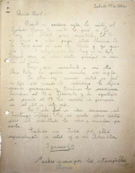 Carta de Ignacio G. H. a su padre Ignacio González Ginouvés
