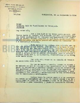 Carta del Dr. Ignacio González G. al Prefecto Jefe de Carabineros de Concepción.