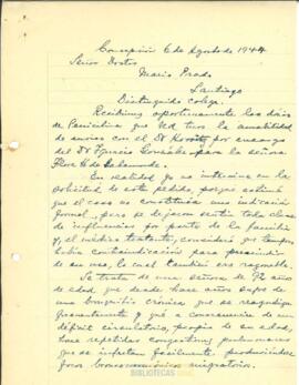Carta Guillermo Grant Benavente a Mario Prado