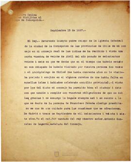 Agradecimiento al Obispo de Concepción por su buen trabajo