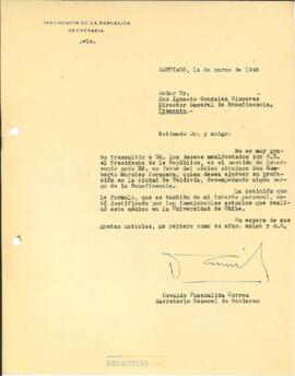 Carta de Osvaldo Fuenzalida Correa al Dr. Ignacio González Ginouvés
