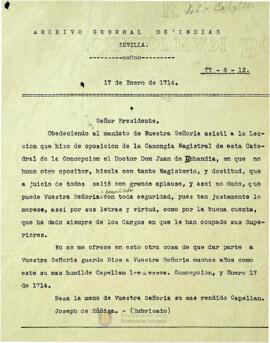 Joseph de Zúñiga le menciona lo mucho que disfrutó la lección efectuada por Don Juan de Echandía