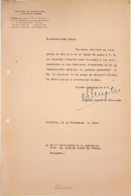 Carta de Ignacio González Ginouvés al señor Presidente de la República Sr. Gabriel González Videla