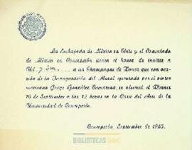 Invitación a celebración por la inauguración del Mural ejecutado por Jorge González Camarena