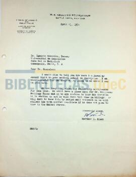 Carta de Matthew R. Kinde al Dr. Ignacio González G.