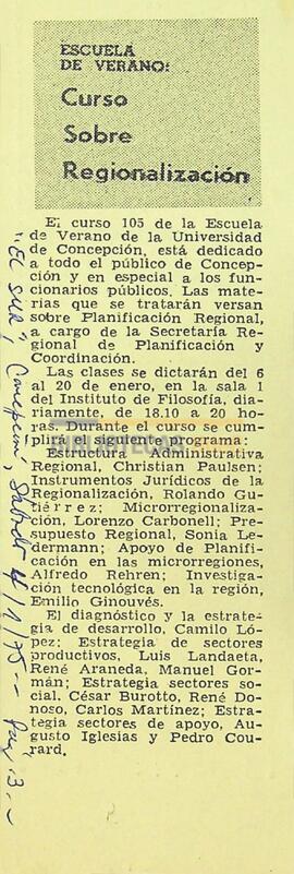 Escuela de Verano: Curso sobre regionalización