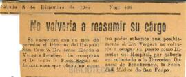 No volvería a reasumir su cargo