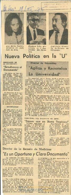 Nueva política en la "U"