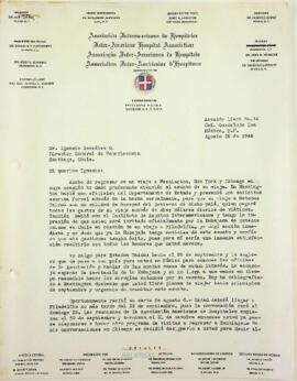 Carta de Félix Lamela al Dr. Ignacio González Ginouvés sobre asuntos de su viaje a Estados Unidos
