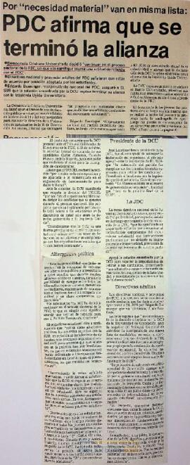 PDC afirma que se terminó la alianza