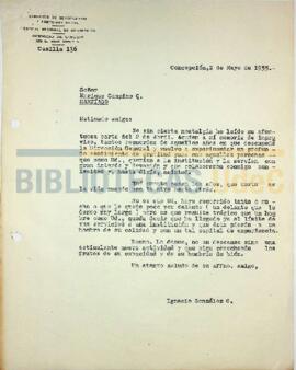 Carta del Dr. Ignacio González G. a Enrique Campino.