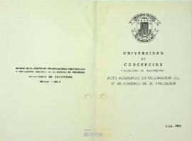 Acto académico en celebración del 10° aniversario de la fundación de la Facultad de  Agronomía de la Universidad de Concepción