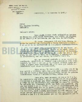 Carta de Ignacio González G. al Dr. Abraham Horwitz.