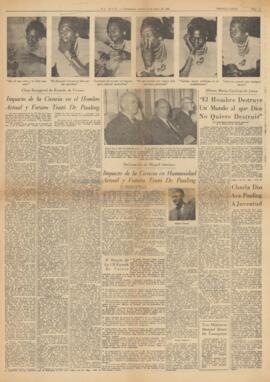 Impacto de ciencia en el hombre actual y futuro trató Dr. Pauling