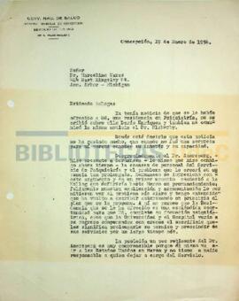 Carta del Dr. Ignacio González G. al Dr. Marcelino Varas.