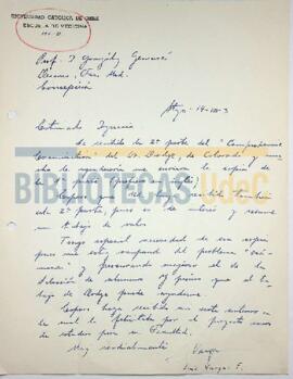 Carta de Luis Vargas F. al Dr. Ignacio González G.