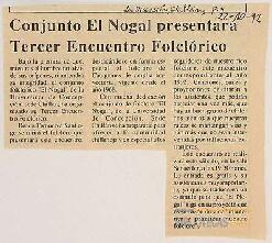 Conjunto El Nogal presentará Tercer Encuentro Folclórico