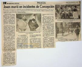 Joven murió en incidentes de Concepción