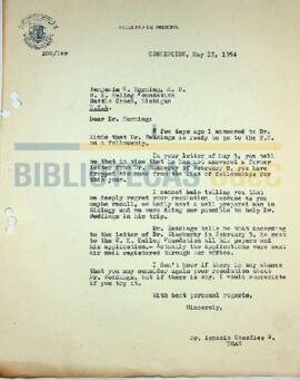 Carta del Dr. Ignacio González G. a Benjamin Horning