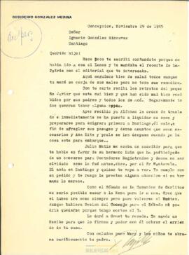 Carta de Desiderio González M. a su hijo Ignacio González Ginouvés