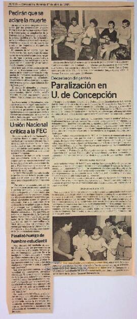 Paralización en U. de Concepción