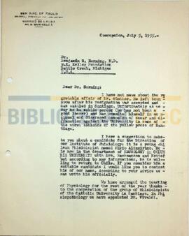 Carta de Ignacio González G. al Dr. Benjamin Horning