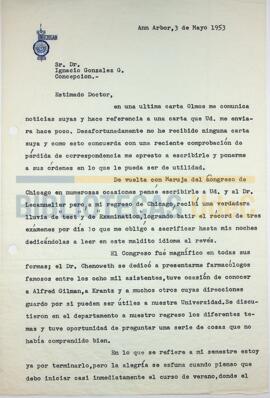 Carta del Dr. Ennio Vivaldi al Dr. Ignacio González G.